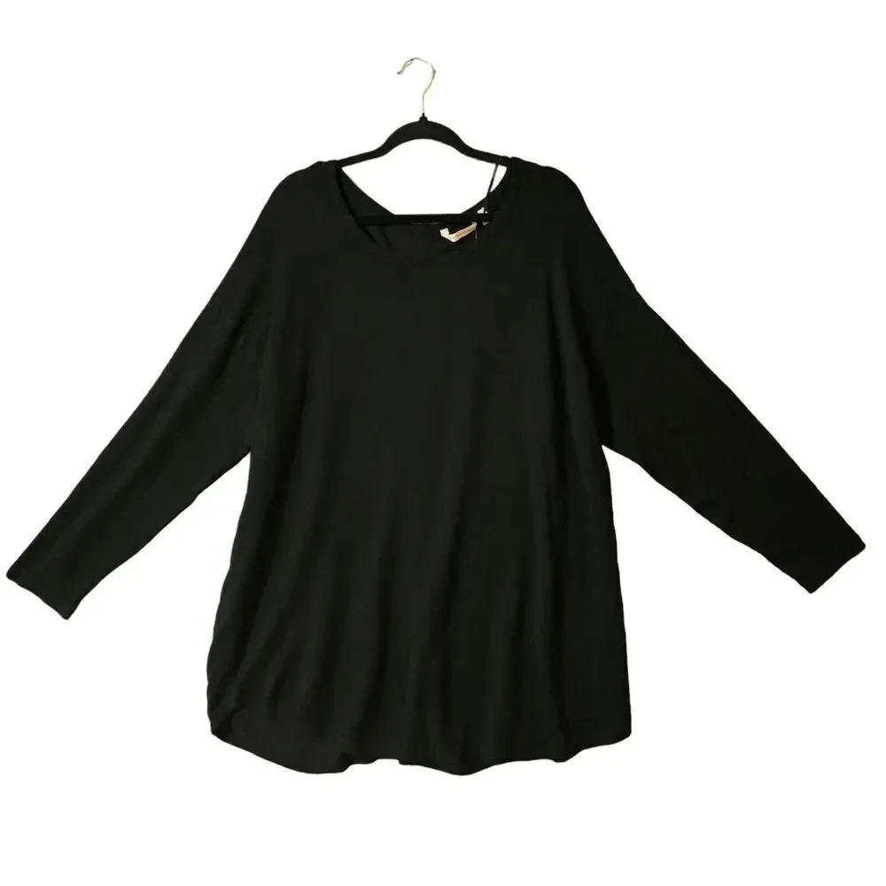 New Soft Surroundings Black Back Zipped Jumper Tunic Pullover Sweater Size 2X